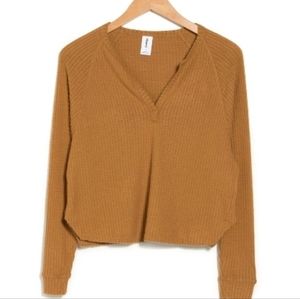 ABOUND WAFFLE KNIT LONG SLEEVE HENLEY SHIRT IN TAN DALE XL NWT